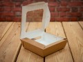 EKO KRAFT square — paperboard container with lid — 14 × 14 × 4 cm; hinged lid