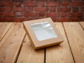 EKO KRAFT square — paperboard container with lid — 14 × 14 × 4 cm; hinged lid