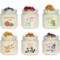 Twist-off jar for children, 212 ml, with print and black lid (it fits to Browin's yogurt maker, 6 pcs)