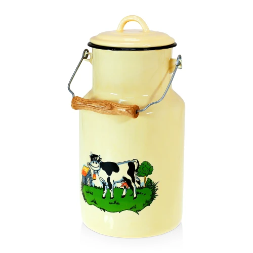 Enamel milk can 4 L. The plain version is the same, but without the picture.
