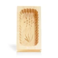 Wooden butter mould, 250 g – traditional pattern, natural wood - stylized floral pattern