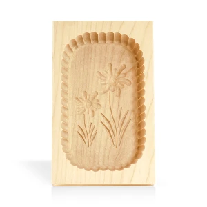 Wooden butter mould, 400 g – traditional pattern, natural wood