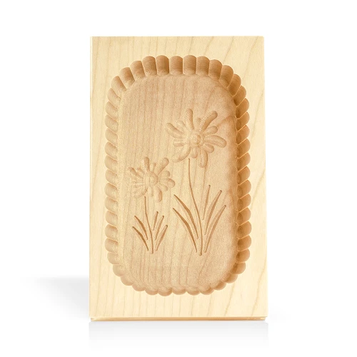 Wooden butter mould, 400 g – traditional pattern, natural wood - floral pattern
